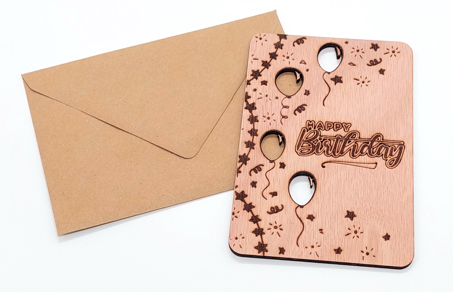 Houten verjaardagskaart - happy birthday - verjaardagskaart met envelop - luxe kaart