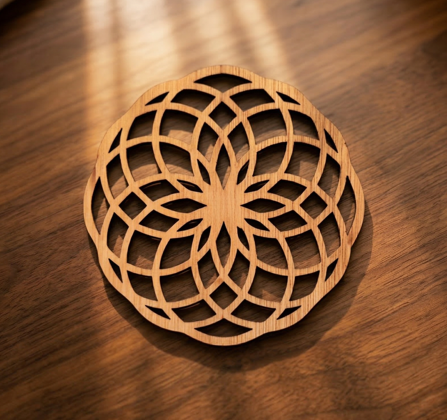 Set van 6 Houten Onderzetters – Geometrische Collectie (3 designs)