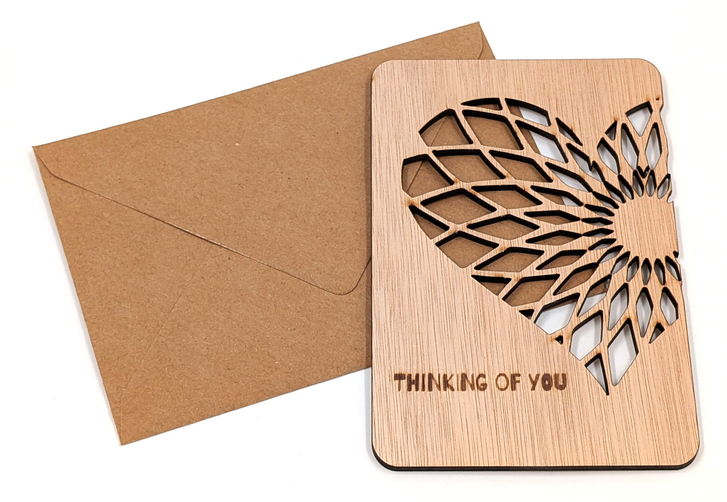 Houten Wenskaart - Thinking Of You