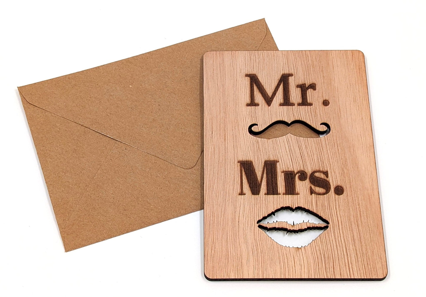 Houten Trouwkaart - Mr. & Mrs. - Vilewoods