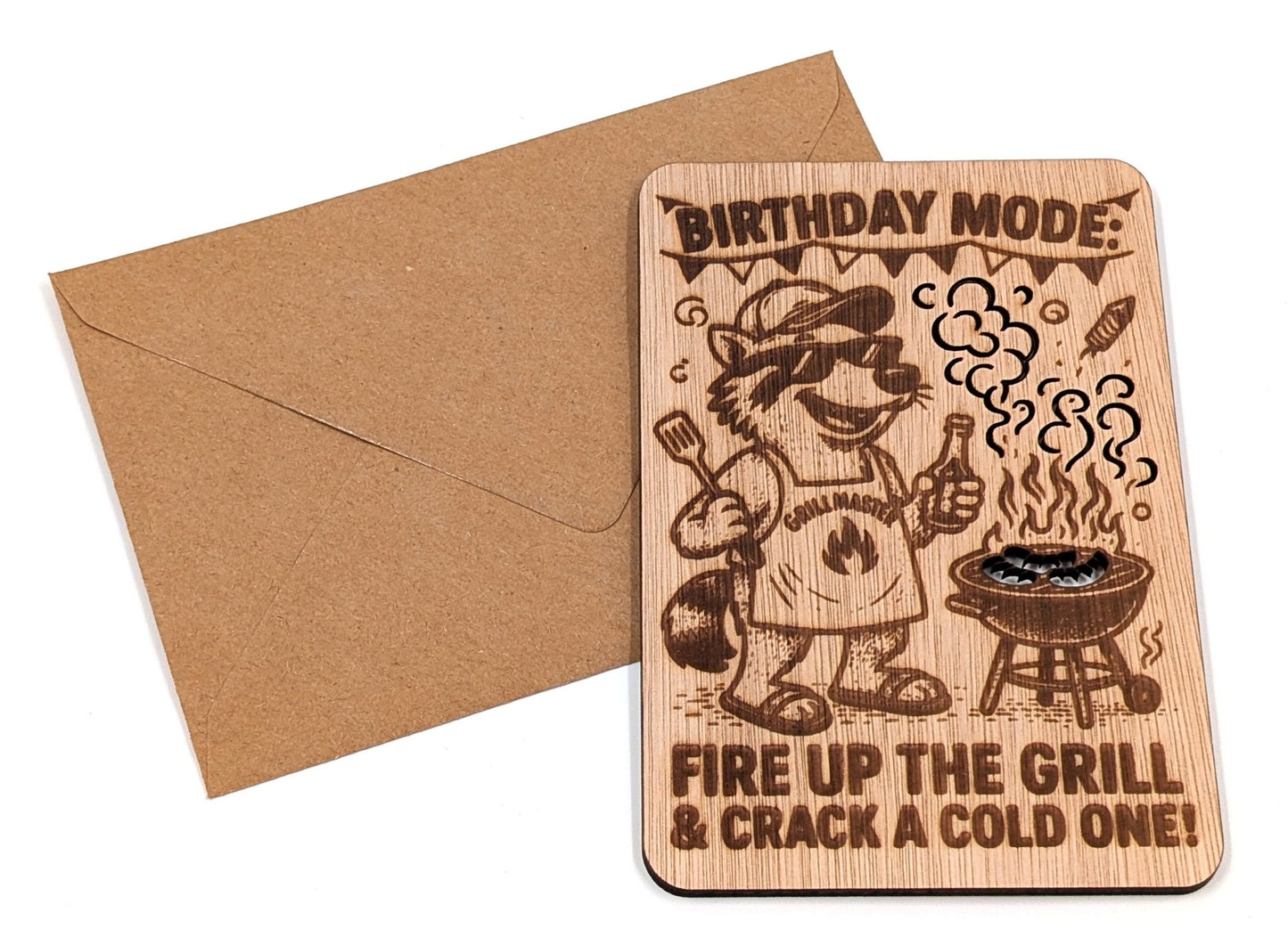 Houten Verjaardagskaart - Birthday Mode BBQ - Vilewoods