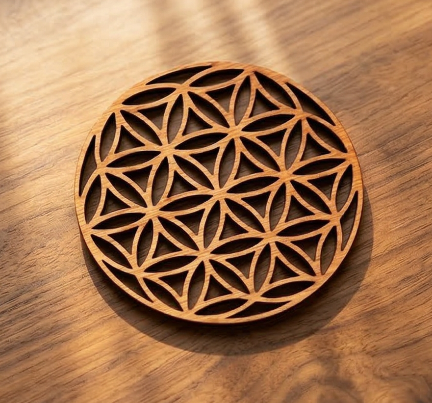 Set van 6 Houten Onderzetters – Geometrische Collectie (3 designs)