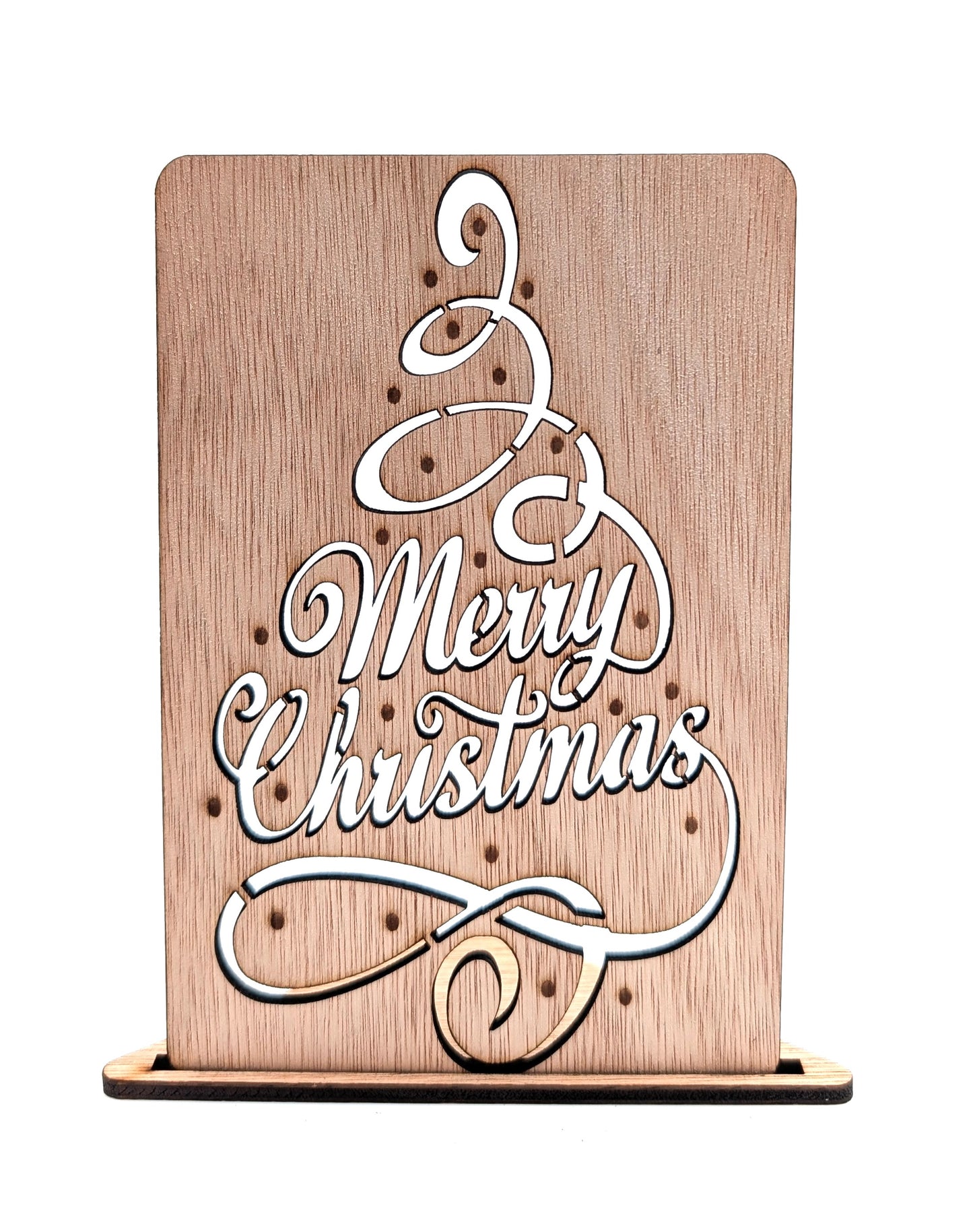 Houten kerstkaart – Merry Christmas kerstboom – boom uitsnede – kerstkaart met envelop – luxe kerstkaarten