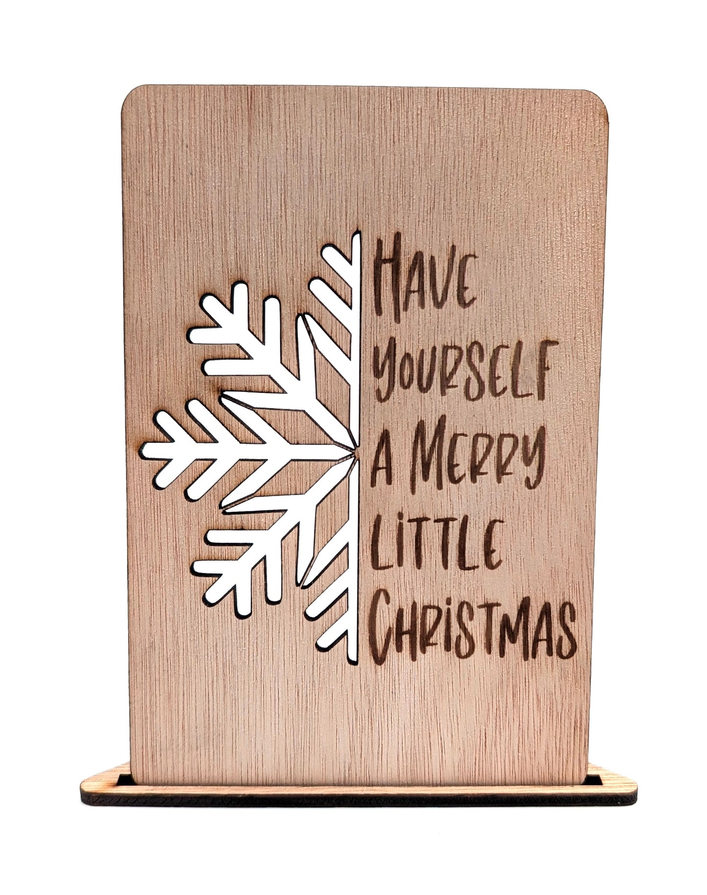 Houten kerstkaart – Have Yourself A Merry Little Christmas – sneeuwvlok kerstkaart – kerstkaart met envelop – luxe kerstkaarten
