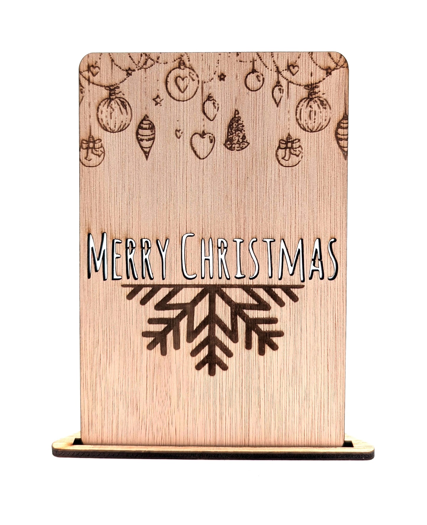 Houten kerstkaart – Slingers Merry Christmas – houten kerstkaarten – kerstkaart met envelop – luxe kerstkaarten