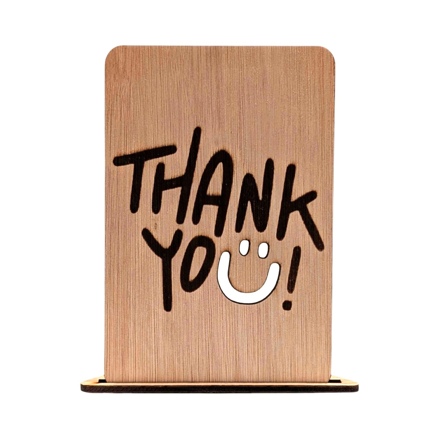 Houten Wenskaart - Thank You