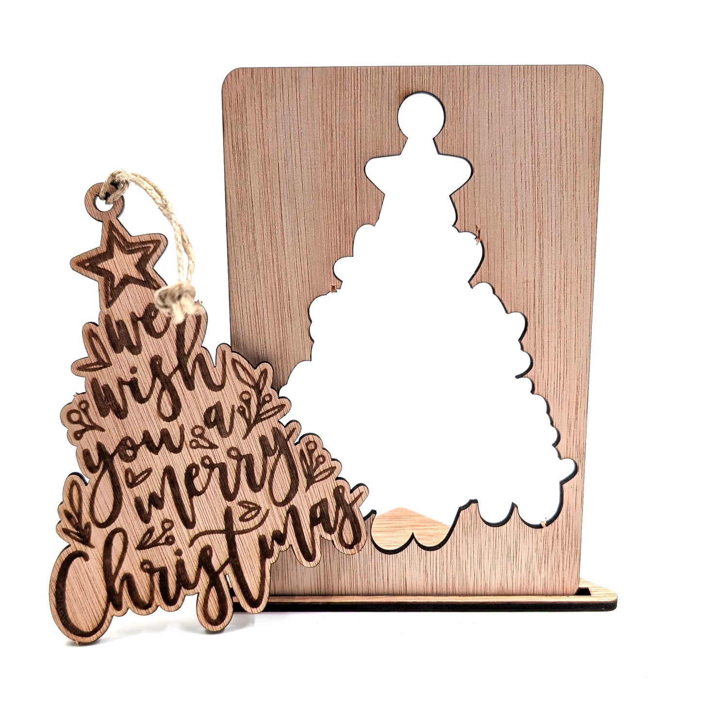 Houten kerstkaart - Uitdrukbare kerstboom - kerstkaarten - kerstkaarten met envelop - luxe kerstkaarten