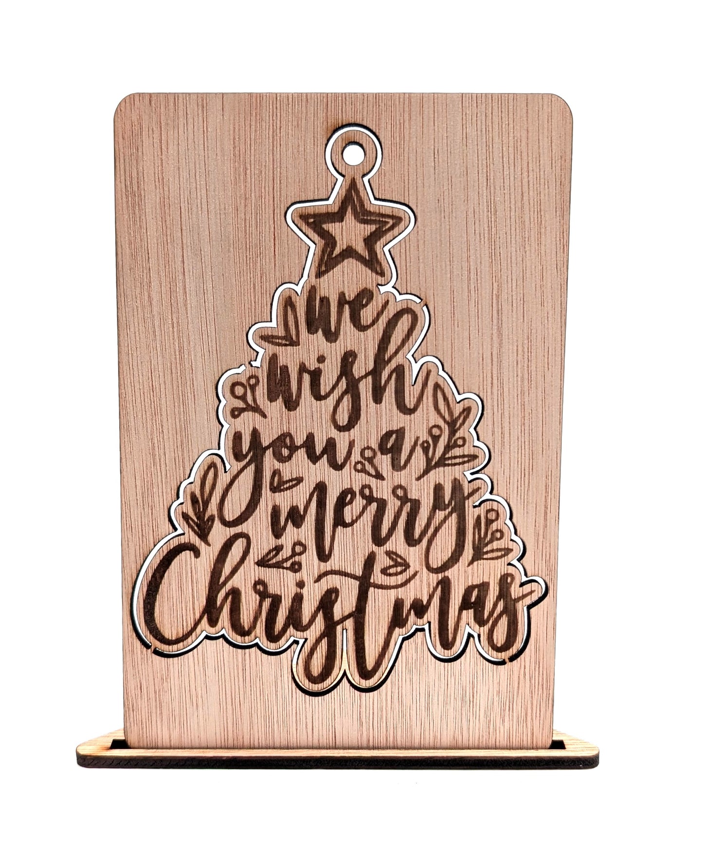 Houten kerstkaart - Uitdrukbare kerstboom - kerstkaarten - kerstkaarten met envelop - luxe kerstkaarten