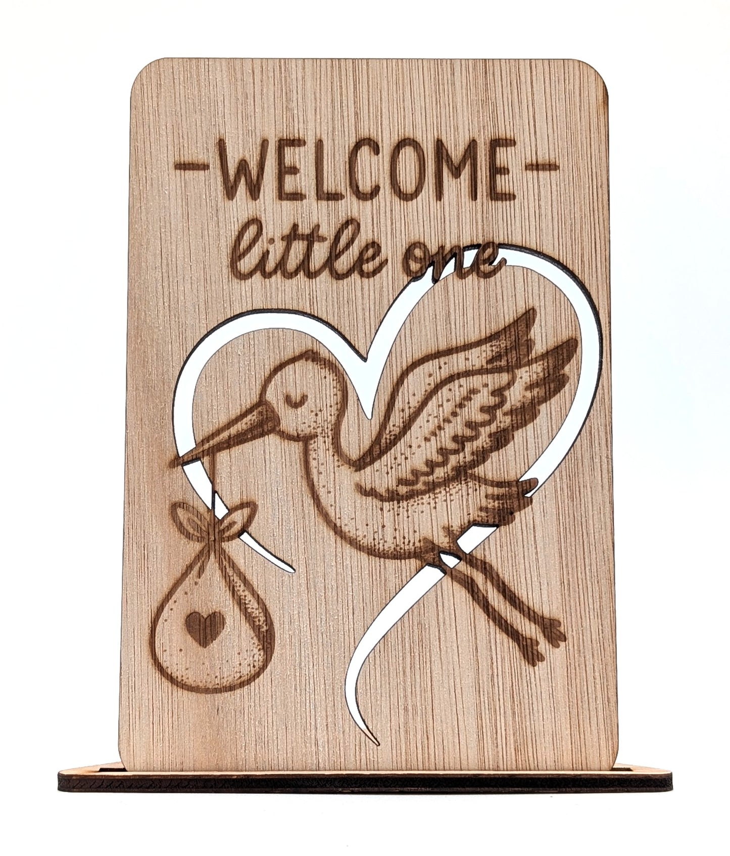 Luxe houten geboortekaart – Welcome Little One – originele felicitatiekaart geboorte – duurzame houten kaart met envelop