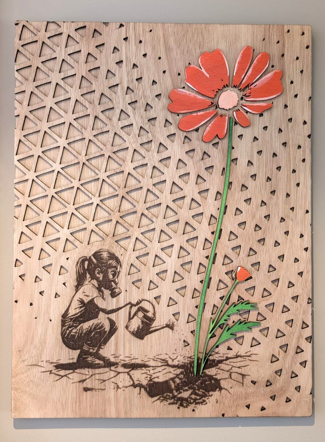 Gelaagde wallart: Nourish & Hope Remains