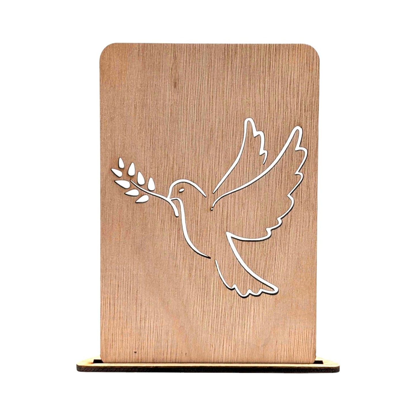 Houten Condoleancekaart - Vredesduif - Vilewoods