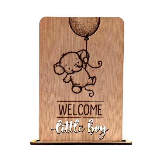 Houten Geboortekaart - Welcome Little Boy - Vilewoods