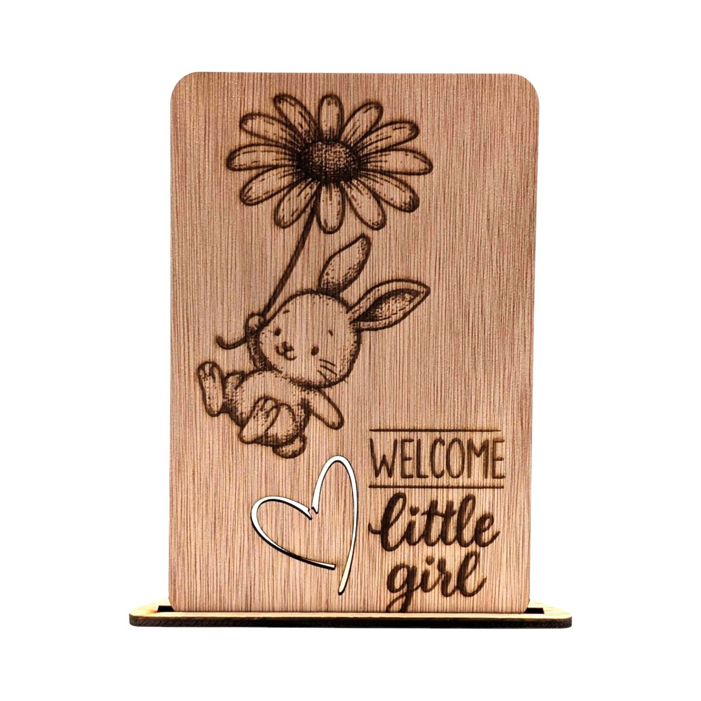 Houten Geboortekaart - Welcome Little Girl - Vilewoods