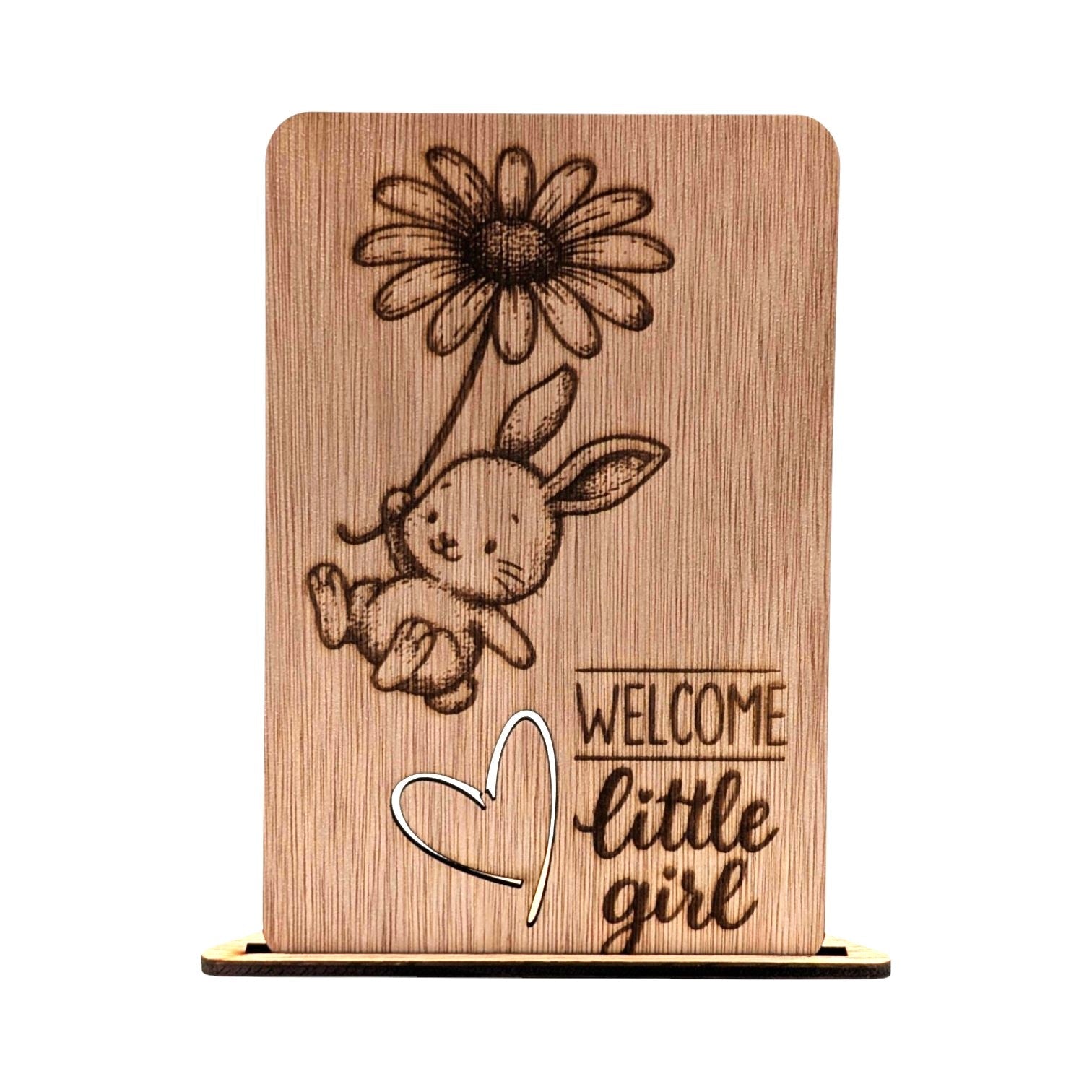 Houten Geboortekaart - Welcome Little Girl - Vilewoods