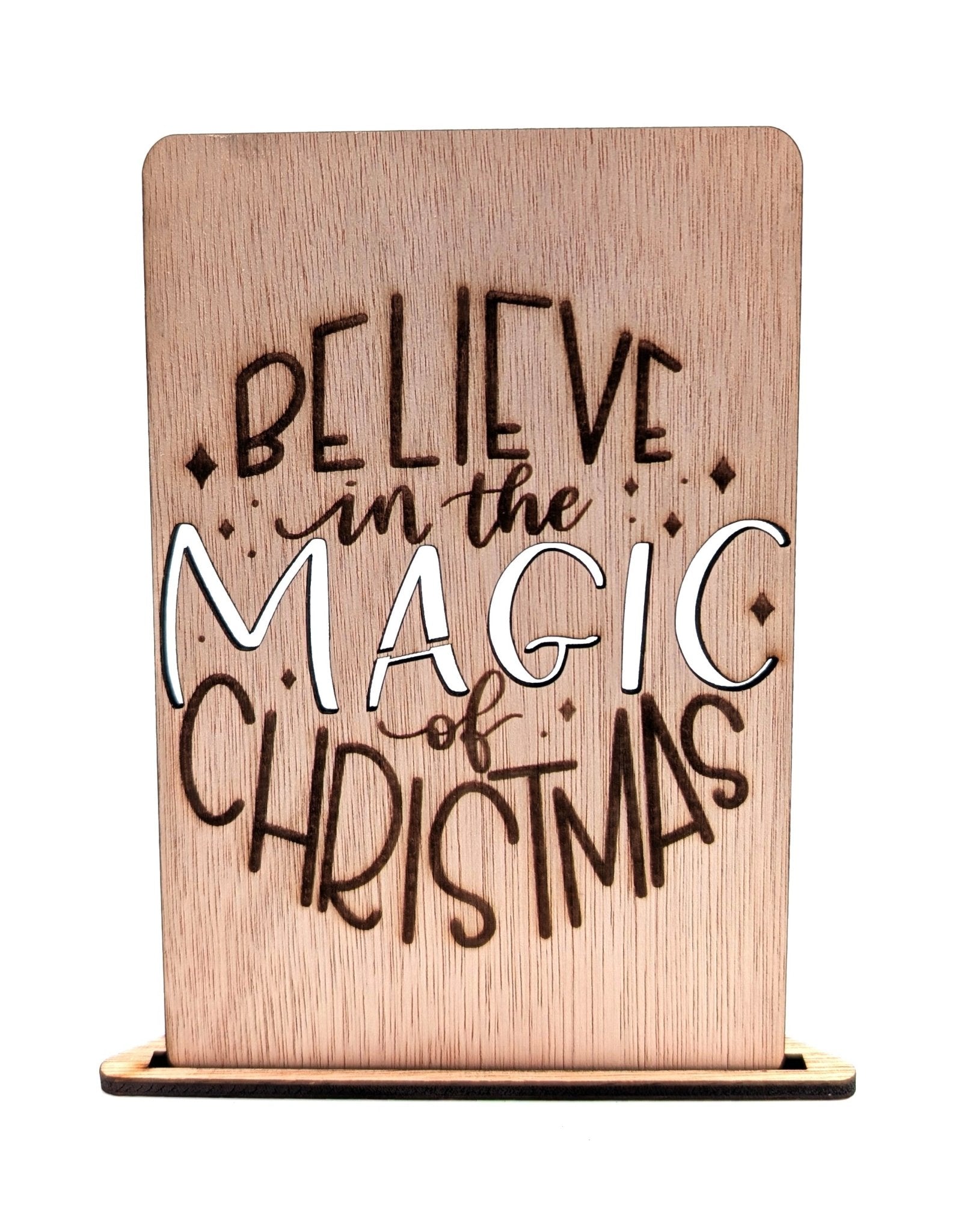 Houten Kerstkaart - Believe In The Magic - Vilewoods