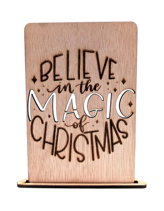 Houten Kerstkaart - Believe In The Magic - Vilewoods