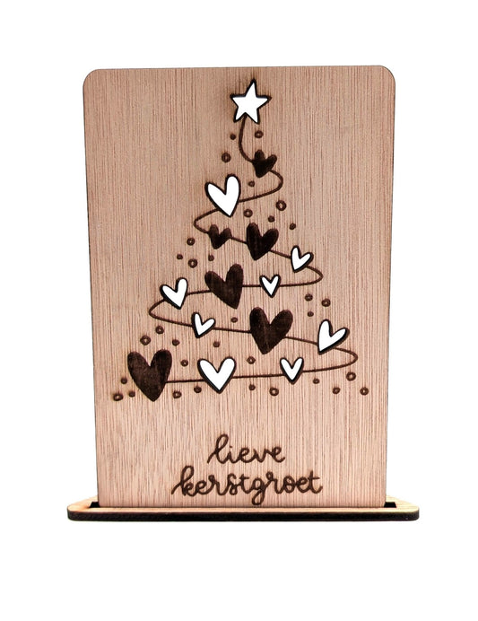 Houten Kerstkaart - Liefdevolle Kerstboom - Vilewoods