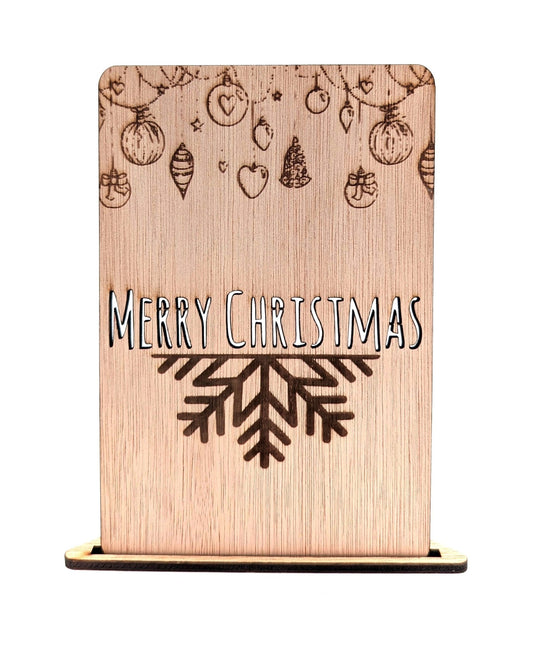 Houten kerstkaart - Slingers Merry Christmas - Vilewoods