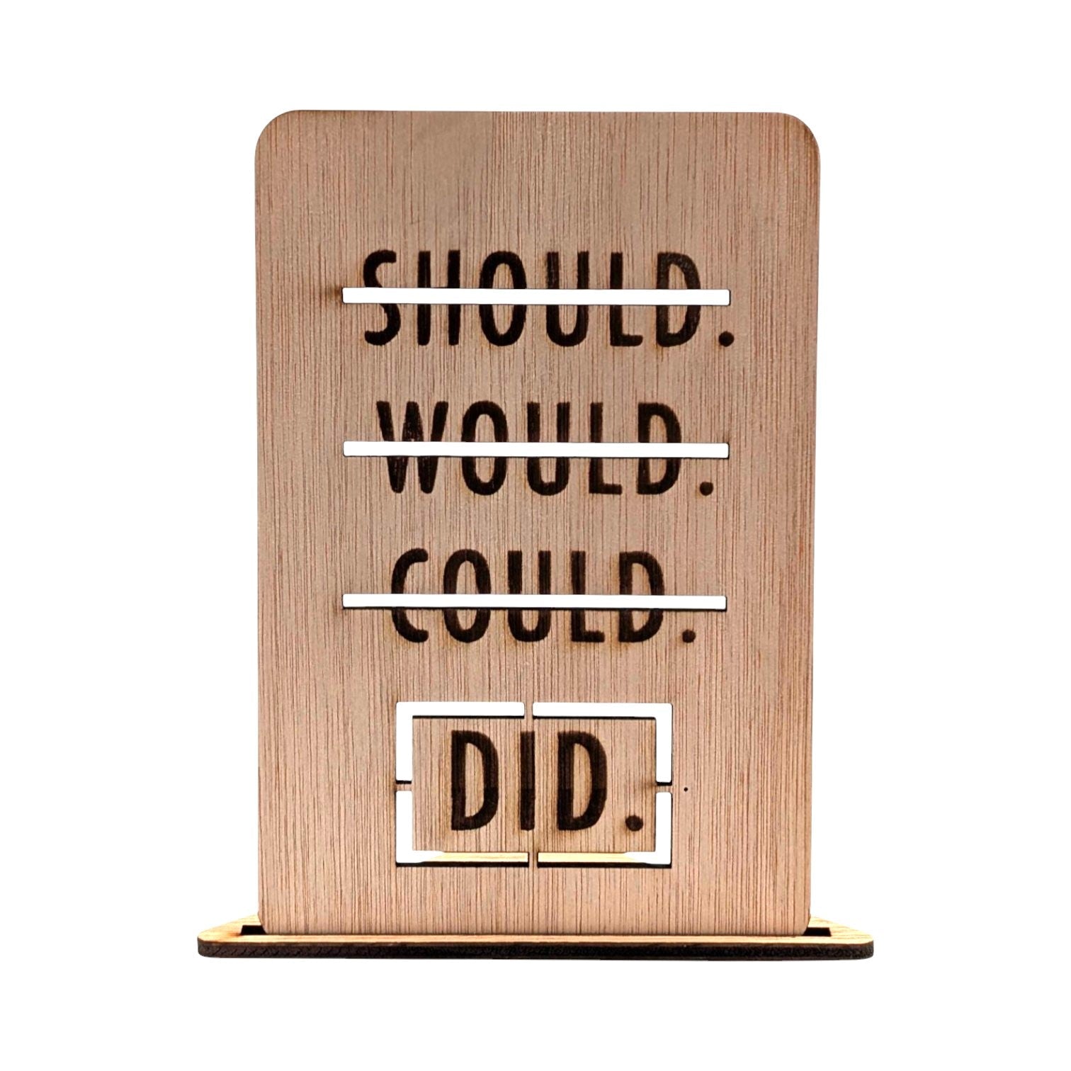 Houten Mijlpaal Kaart - Can, Will, Do - Vilewoods