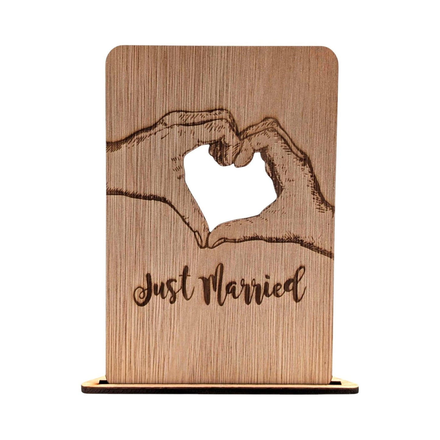 Houten Trouwkaart – Just Married (Met Hart) - Vilewoods