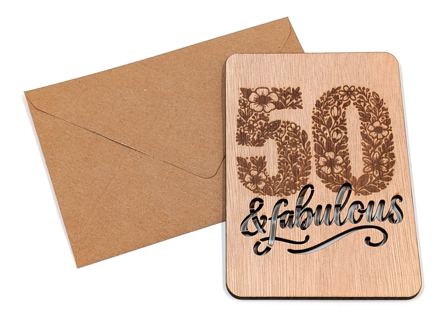 Houten Verjaardagskaart - 50 & Fabulous - Vilewoods