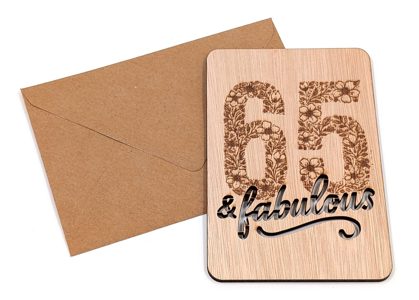Houten Verjaardagskaart - 65 & fabulous - Vilewoods