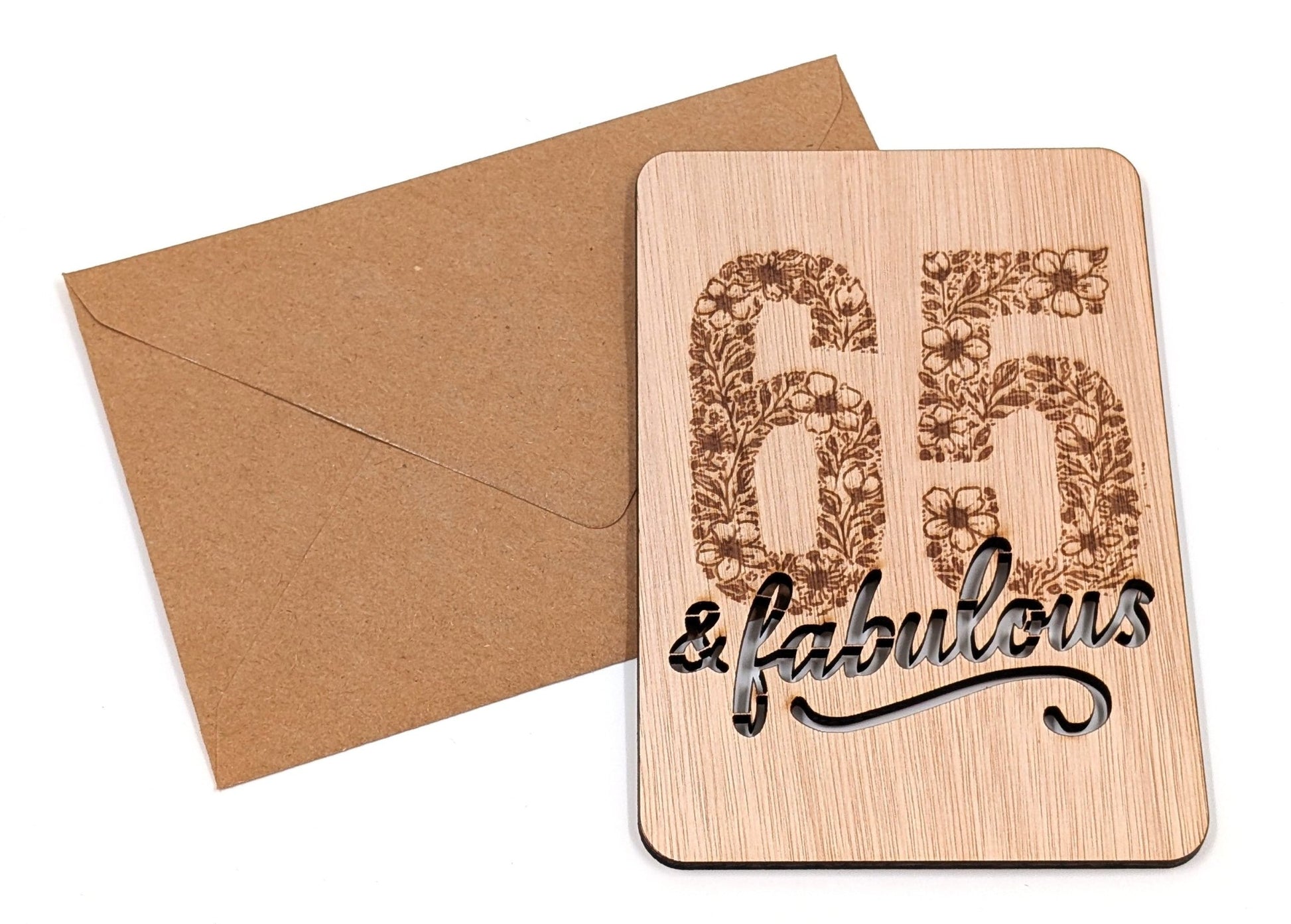Houten Verjaardagskaart - 65 & fabulous - Vilewoods