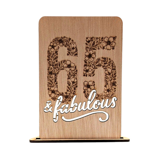 Houten Verjaardagskaart - 65 & fabulous - Vilewoods