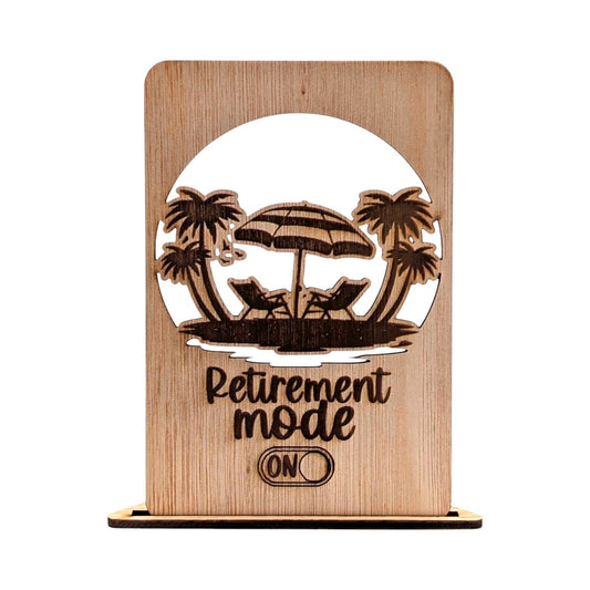 Houten Wenskaart - Retirement Mode ON - Vilewoods