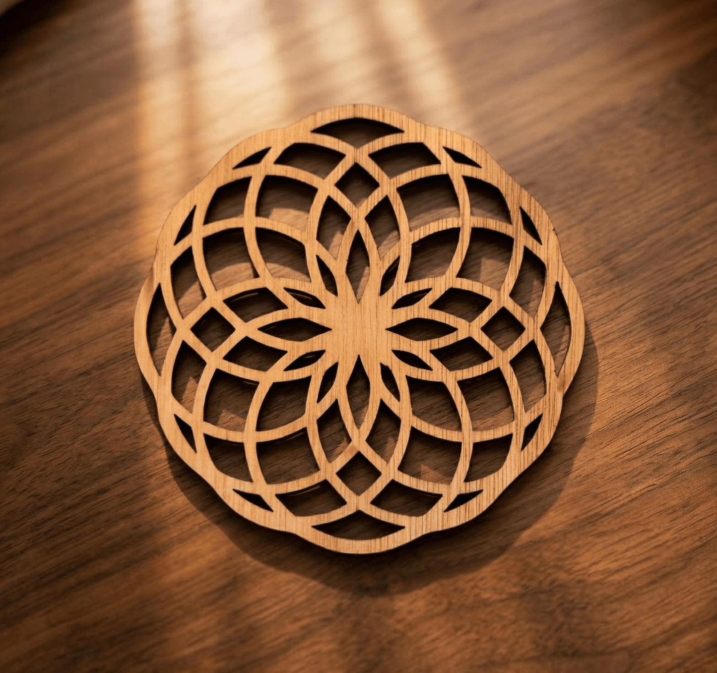 Set van 6 Houten Onderzetters – Geometrische Collectie (3 designs) - Vilewoods