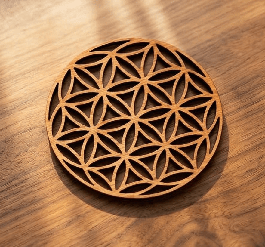 Set van 6 Houten Onderzetters – Geometrische Collectie (3 designs) - Vilewoods