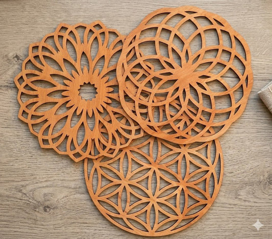 Set van 6 Houten Placemats – Geometrische Collectie (3 designs) - Vilewoods