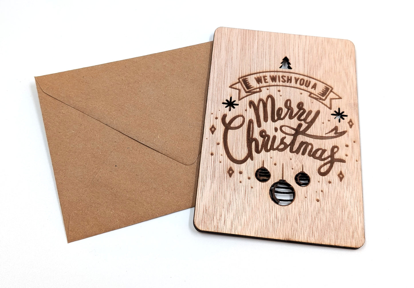 Houten kerstkaart - Merry christmas - kerstkaarten - kerstkaarten met envelop - luxe kerstkaarten